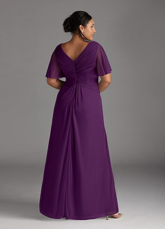 Azazie Emmeline Mother of the Bride Dresses Grape A-Line V-Neck Pleated Mesh Dress image8