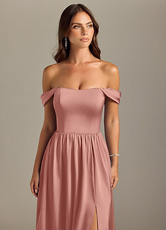 Azazie Calianna Bridesmaid Dresses Rosette A-Line Off the Shoulder Stretch Satin Convertible Dress image4