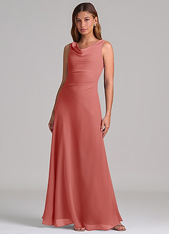 Azazie Nerine Brautjungfernkleider A-Linie Plissee Chiffon Kleid Antike Rose image3