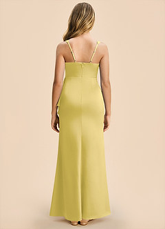Azazie Adrienne Junior Canary Sheath Pleated Stretch Satin Dress image2