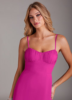 Azazie Breonna Final Sale Fuchsia A-Line Sweetheart Neckline Chiffon Dress image5