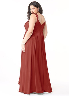 Azazie Cleobella Brautjungfernkleider A-Linie Herzchen Spitze Chiffon Kleid Terrakotta image11