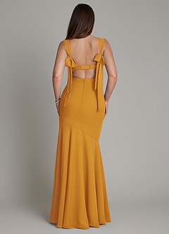 Azazie Carlotta Robes de demoiselle d'honneur Robe Sirène en Mousseline de soie Décolleté en cœur Caramel écossais image3