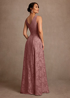 Azazie Luanne Mother of the Bride Dresses Dusty Rose A-Line Pleated Floral Burnout Dress image3