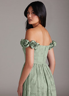 Azazie Autumn Bridesmaid Dresses Agave A-Line Off the Shoulder Floral Burnout Convertible Dress image6