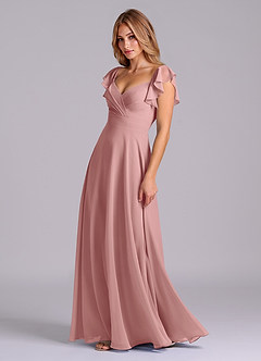 Azazie Leilani Bridesmaid Dresses Dusty Rose A-Line Pleated Chiffon Dress image4
