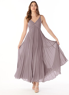 Azazie Raychelle Vestidos de damas de honor Vestido de Atardecer de Gasa de Corte en A con Cuello en V image1