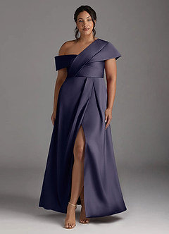 Azazie Milton Mother of the Bride Dresses Stormy A-Line Pleated Stretch Satin Dress image9