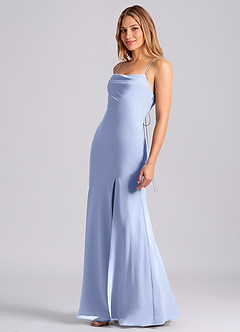 Azazie Grata 신부 들러리 드레스 인어 주름진 쉬폰 바닥 길이 드레스 image4