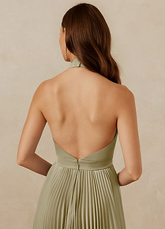 Christian Siriano Bridal for Azazie 1007 Bridesmaid Dresses Moss Green A-Line Pleated Stretch Satin Dress image7