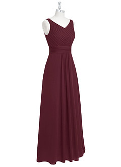 Azazie Pierrette Brautjungfernkleider A-Linie Plissee Chiffon Kleid Cabernetrot image9