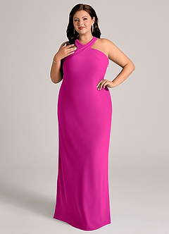 Azazie Doretta Jurken voor bruidsmeisjes Jurk van Chiffon met Zeemeermin Geplooid Fuchsia image4