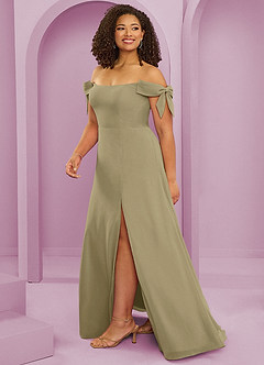 Barbie ♥ Azazie Bridesmaid Dresses Moss Green A-Line Off the Shoulder Chiffon Convertible Dress image13