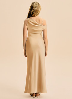 Azazie Emerson Junior Vestido de Oro de Satén Elástico de Corte Recto con Vestidos sin tirantes image2