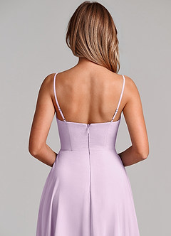 Azazie Elle Jurken voor bruidsmeisjes Jurk van Chiffon met A-Lijn Geplooid Frosted Lila image2
