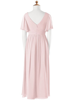 Azazie Temeka Junior Blushing Pink A-Line Pleated Chiffon Dress image4