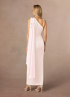 Azazie Gianna Mother of the Bride Dresses Blushing Pink One Shoulder Stretch Crepe Dress image3