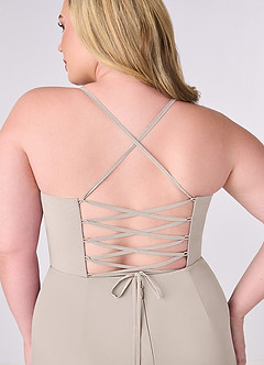 Barbie ♥ Azazie Vestidos de damas de honor Vestido de Escarcha de Gasa de Corte Recto con Corsé image8