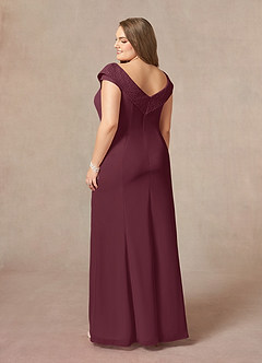 Azazie Cupid Mother of the Bride Dresses Cabernet A-Line Boatneck Lace Chiffon Dress image9