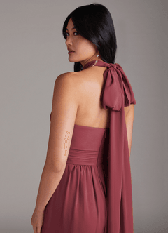 Azazie Lamara Abiti da Damigella Tuta Convertibile in Chiffon a Spalla Scoperta Merlot image11