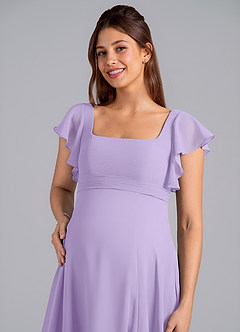 Azazie Bondi Maternity Bridesmaid Dresses A-Line Ruched Chiffon Floor-Length Dress image5