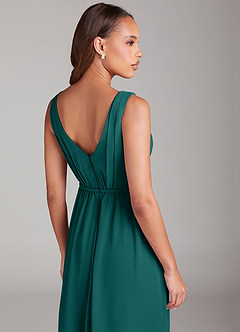 Azazie Tanicia Bridesmaid Dresses Peacock A-Line Pleated Chiffon Dress image6