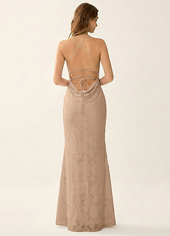 Natasha Champagne Jacquard Corset Mermaid Prom Dress image4