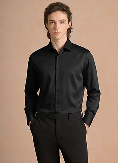 Julian Black Stretch Satin Dress Shirt