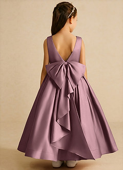 Azazie Cailee Robe Demoiselle D'honneur Fillette Robe Princesse en Mat Satiné Plissée Mauve Vintage image1