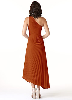 Azazie Kirra Bridesmaid Dresses Paprika A-Line One Shoulder Chiffon Dress image2