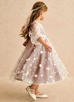 Azazie Elowen Flower Girl Dresses Bronzer A-Line Sweetheart Neckline Lace Dress image6
