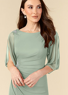 Azazie Magdalene Mother of the Bride Dresses Dusty Sage Sheath Sequins Mesh Dress image5