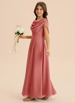 Azazie Lambie Junior Antique Rose A-Line Pleated Chiffon Dress image4