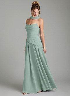 Azazie Gabriela Bridesmaid Dresses Agave A-Line Corset Chiffon Dress image4