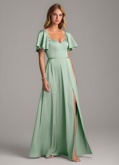 Azazie Chloe Bridesmaid Dresses Agave A-Line Sweetheart Neckline Stretch Satin Dress image5