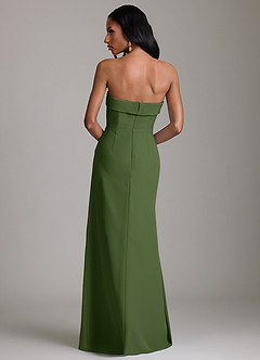 Azazie Aretha Robes de demoiselle d'honneur Robe Trapèze en Mousseline de soie Sans bretelles Olive image2