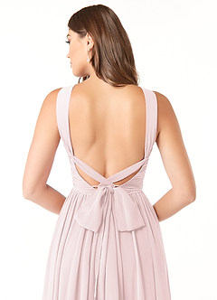 Azazie Dionne Bridesmaid Dresses Blushing Pink A-Line Corset Chiffon Dress image3