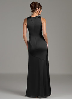 Azazie Kiara Bridesmaid Dresses Black Mermaid Pleated Stretch Satin Dress image6