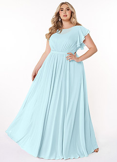 Azazie Daphne vestidos de dama de honor modestos Vestido Línea A Volantes Largo hasta el suelo Gasa image6