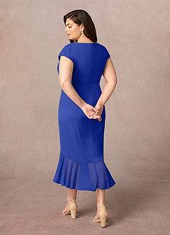 Azazie Renetta Mère de la mariée Robes Robe Fourreau en Maille Col V plissé Bleu Roi image11