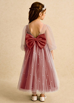 Azazie Trudy Flower Girl Dresses Terracotta Ball-Gown Sweetheart Neckline Tulle Dress image2