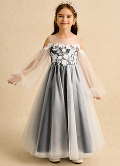 Azazie Zimi vestidos de niña de las flores Vestido de Negro de Tul de Princesa con Escote de Corazón image2