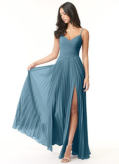 Azazie Vini Bridesmaid Dresses Bermuda A-Line V-Neck Pleated Chiffon Dress image1