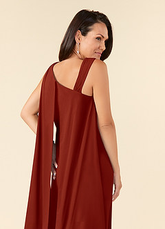 Azazie Franchesca Mother of the Bride Dresses Rust Mermaid Pleated Stretch Chiffon Dress image7