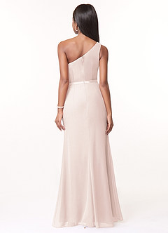 Azazie Liza Brautjungfernkleider Meerjungfrau-Linie One-Shoulder Chiffon Kleid Blassrosa image2