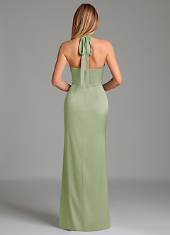Azazie Serenity Kleider zum Anprobieren zu Hause Meerjungfrau-Linie Herzausschnitt Stretch-Satin Kleid Staubiger Salbeigrün image6