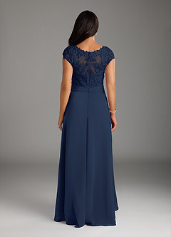 Azazie Irmeli Mother of the Bride Dresses Dark Navy A-Line Lace Chiffon Dress image4