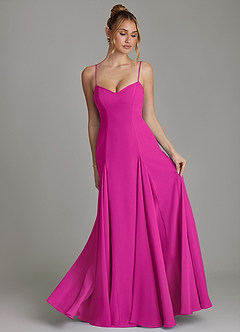 Azazie Imani Bridesmaid Dresses Fuchsia A-Line Sweetheart Neckline Chiffon Dress image4