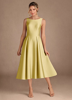 Azazie Fulton Abiti per la Madre della Sposa Abito A-Line in Raso Elasticizzato Plissettato Sorbetto Al Limone image1
