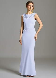 Azazie Kieryn Vestidos de damas de honor Vestido de Lavanda de Gasa de Corte Sirena con Plisado image1